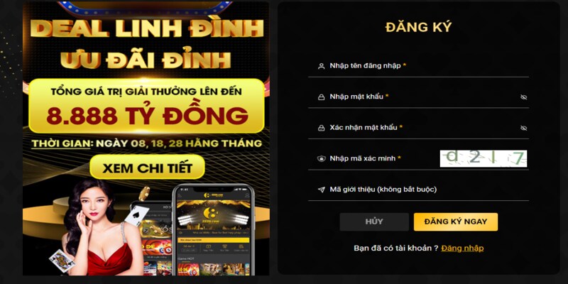 Chi tiết quy trình đăng ký 888B qua website và ứng dụng 